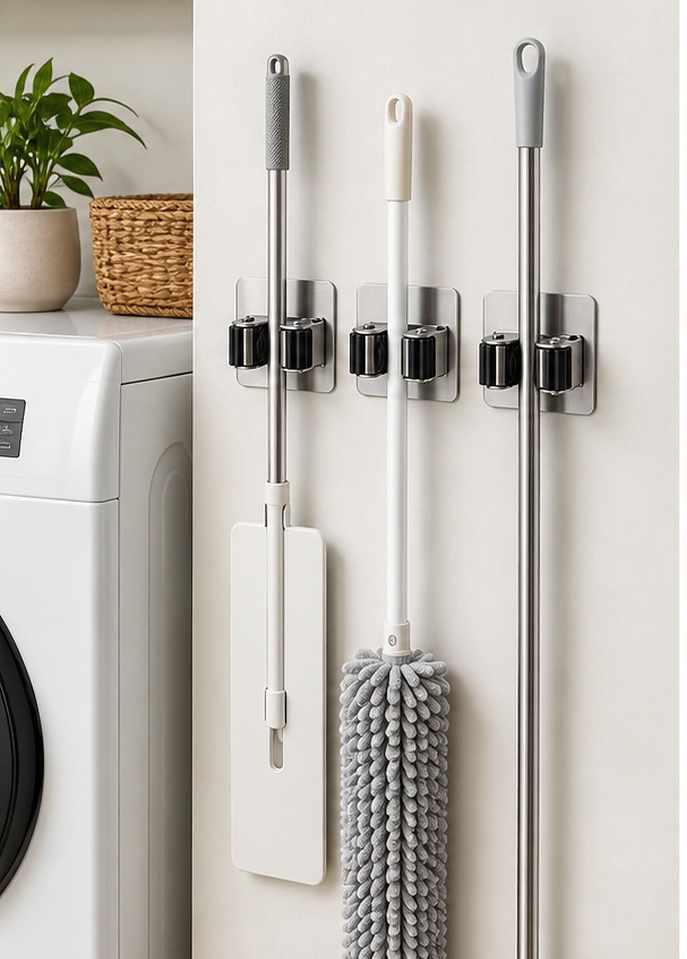 Cozy Haven Wall-Mounted Broom Holder Set lifestyle image 1