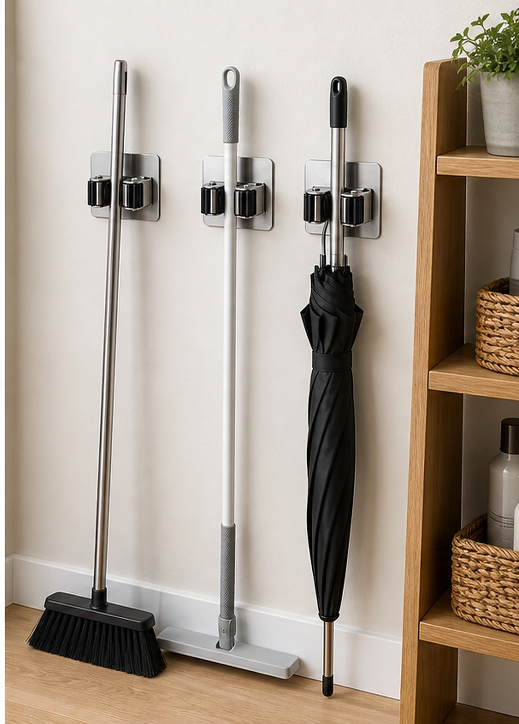 Cozy Haven Wall-Mounted Broom Holder Set lifestyle image 3