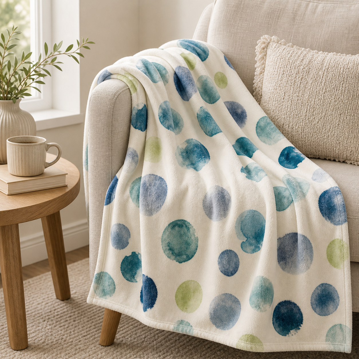 Cozy Haven Watercolor Dot Throw Blanket lifestyle image 6