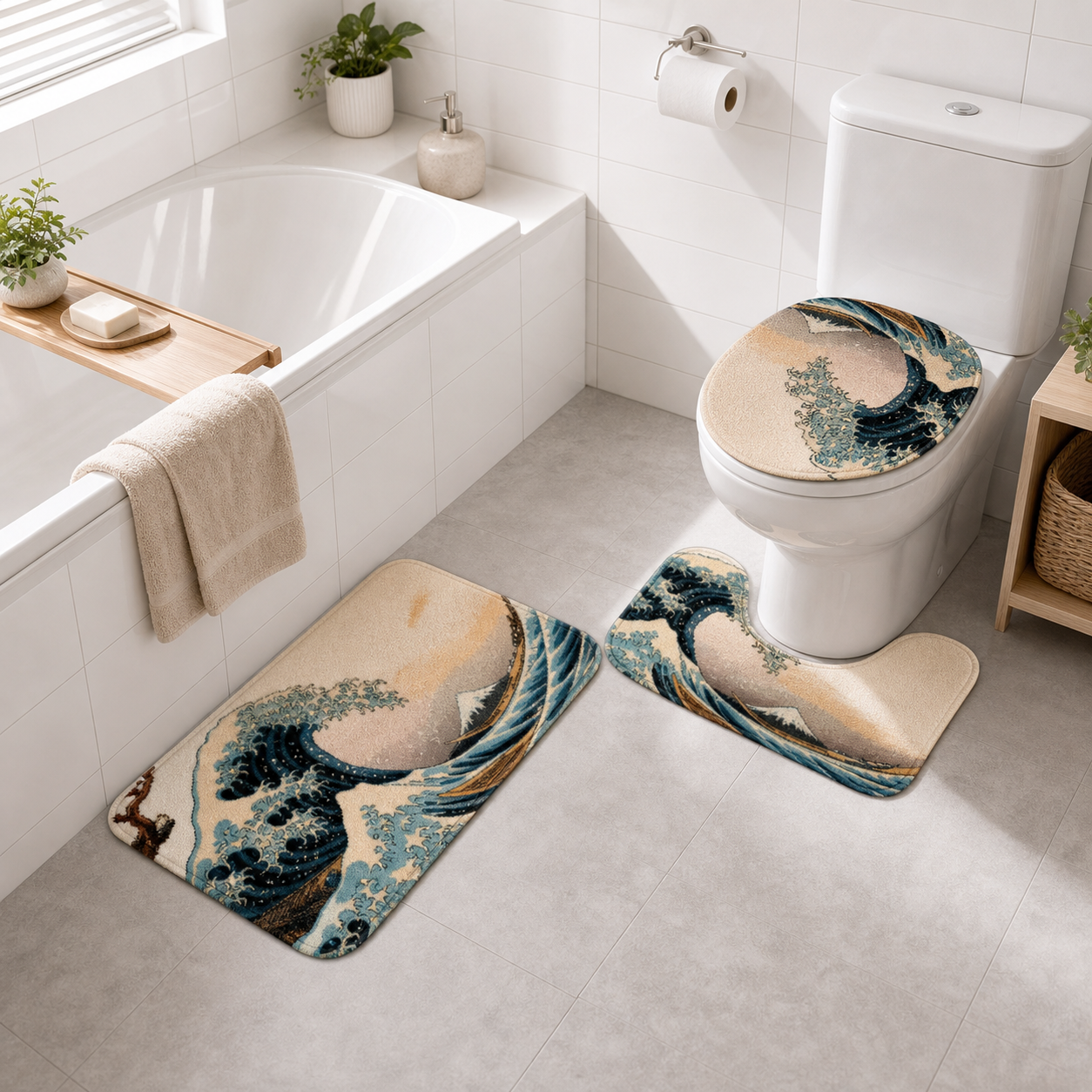 Cozy Haven Wave Quick Dry Bath Mat Set lifestyle image 1