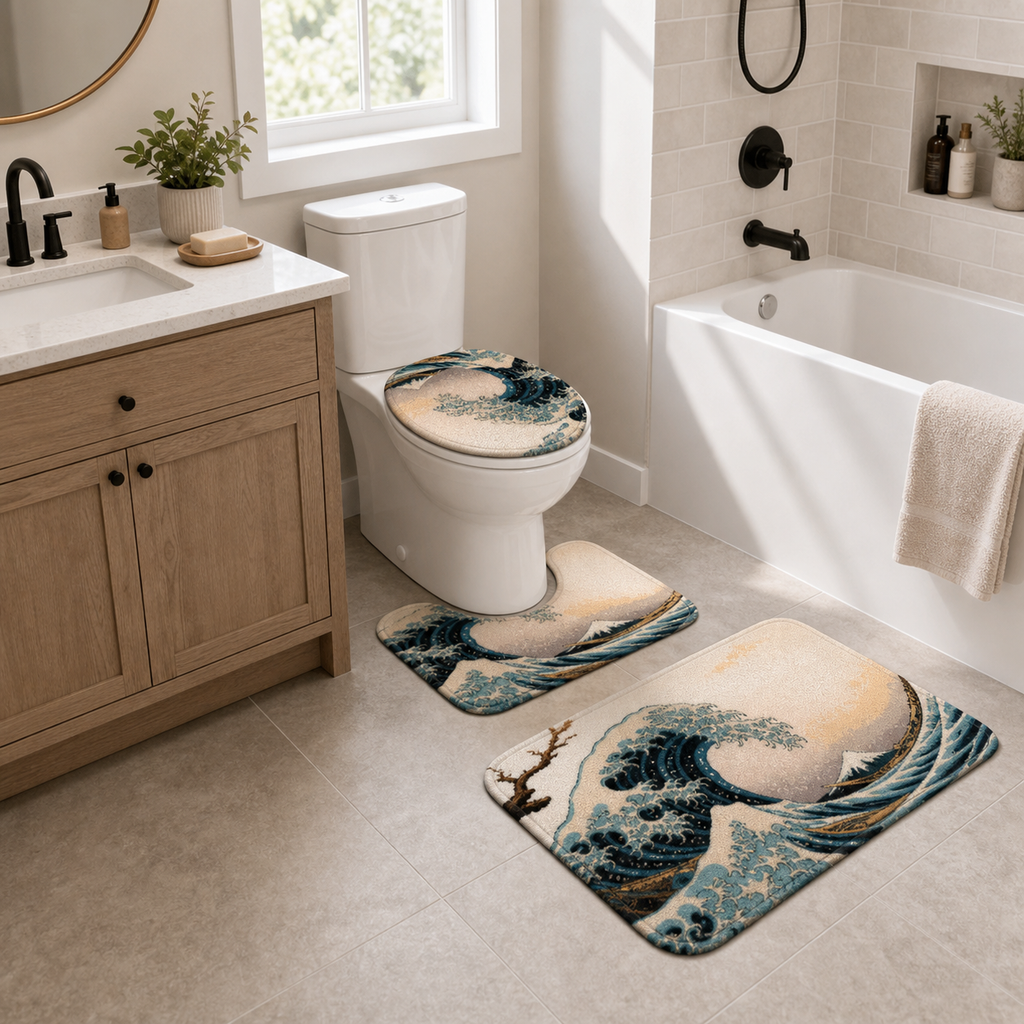 Cozy Haven Wave Quick Dry Bath Mat Set lifestyle image 2