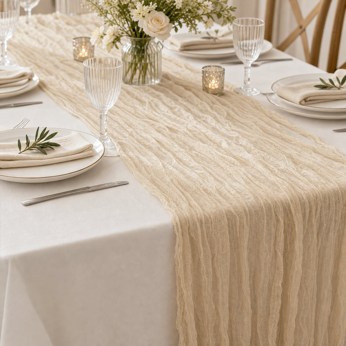 Cozy Haven Gauze Table Runner Set (10-Piece)