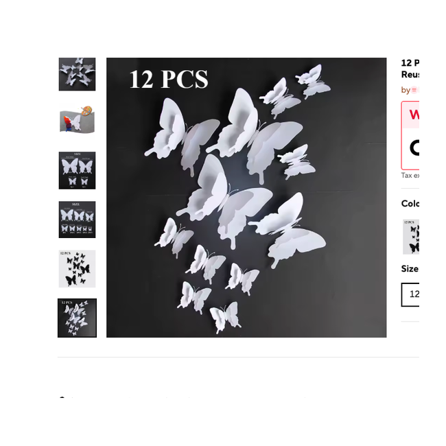 Cozy Haven 3D Butterfly Wall Stickers Set - 12 Piece Removable Reusable Decal Collection supplier exact visual White Double layer