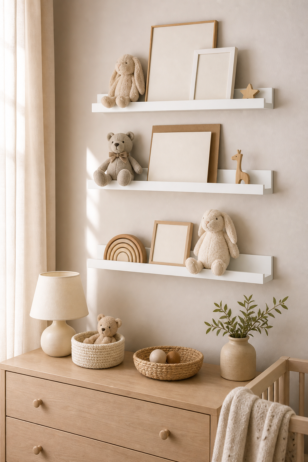 Cozy Haven White Floating Picture Ledge Shelves - Set of 3 styled image 1