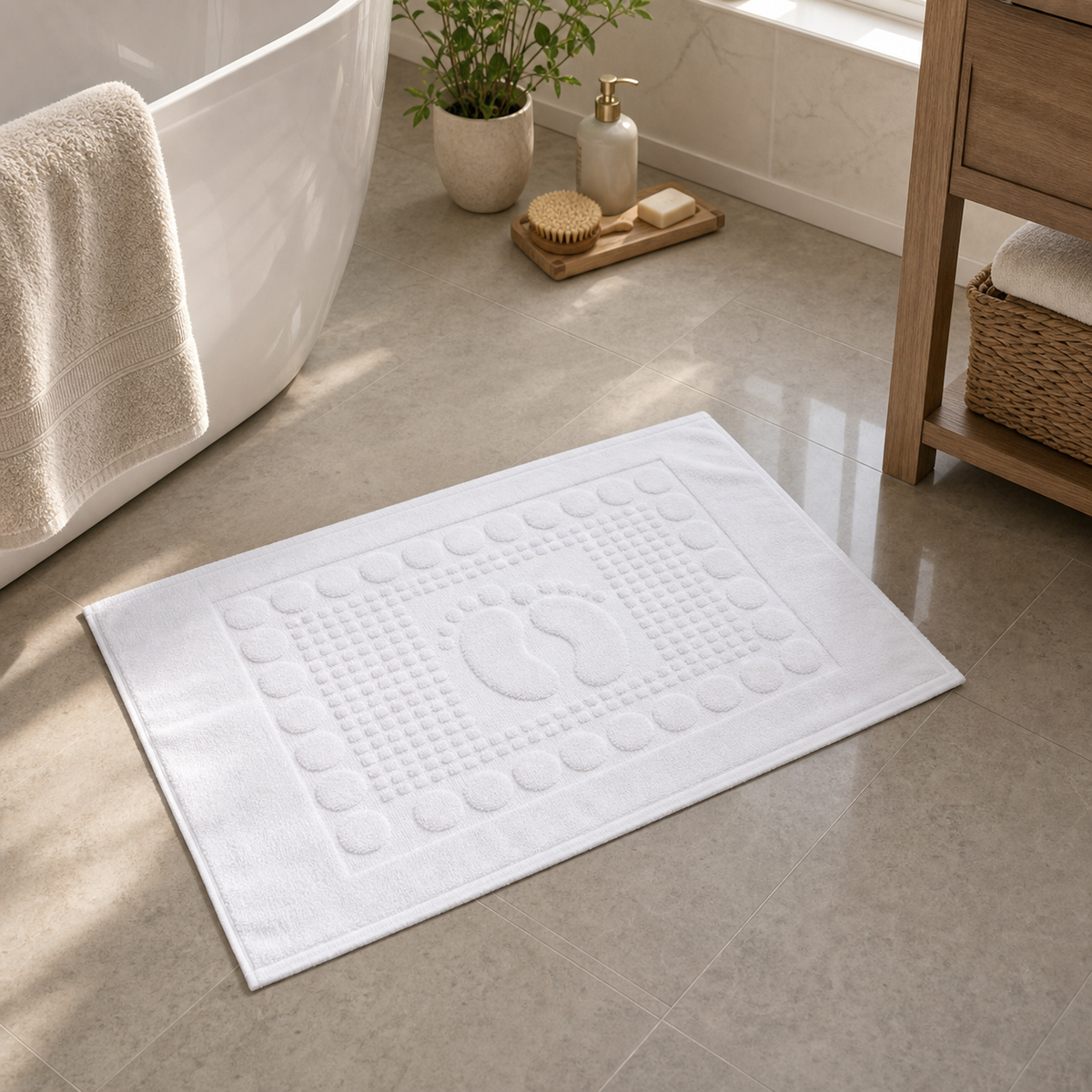 Cozy Haven Cotton Bath Mat - 50 x 80 cm styled in a home setting
