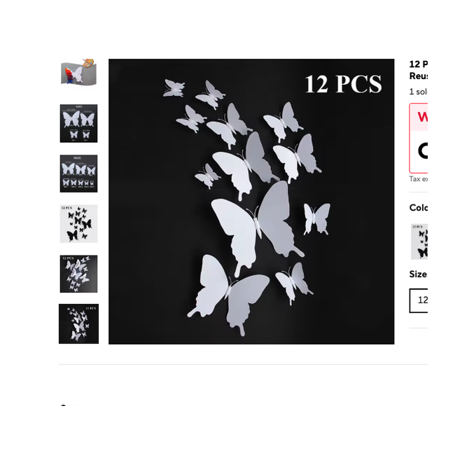 Cozy Haven 3D Butterfly Wall Stickers Set - 12 Piece Removable Reusable Decal Collection supplier exact visual White Single layer