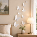 Cozy Haven 12-Piece 3D Butterfly Wall Sticker Set styled wall view 1