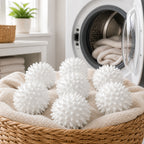 Cozy Haven White Reusable Laundry Ball - 6 Pieces exact lifestyle laundry image