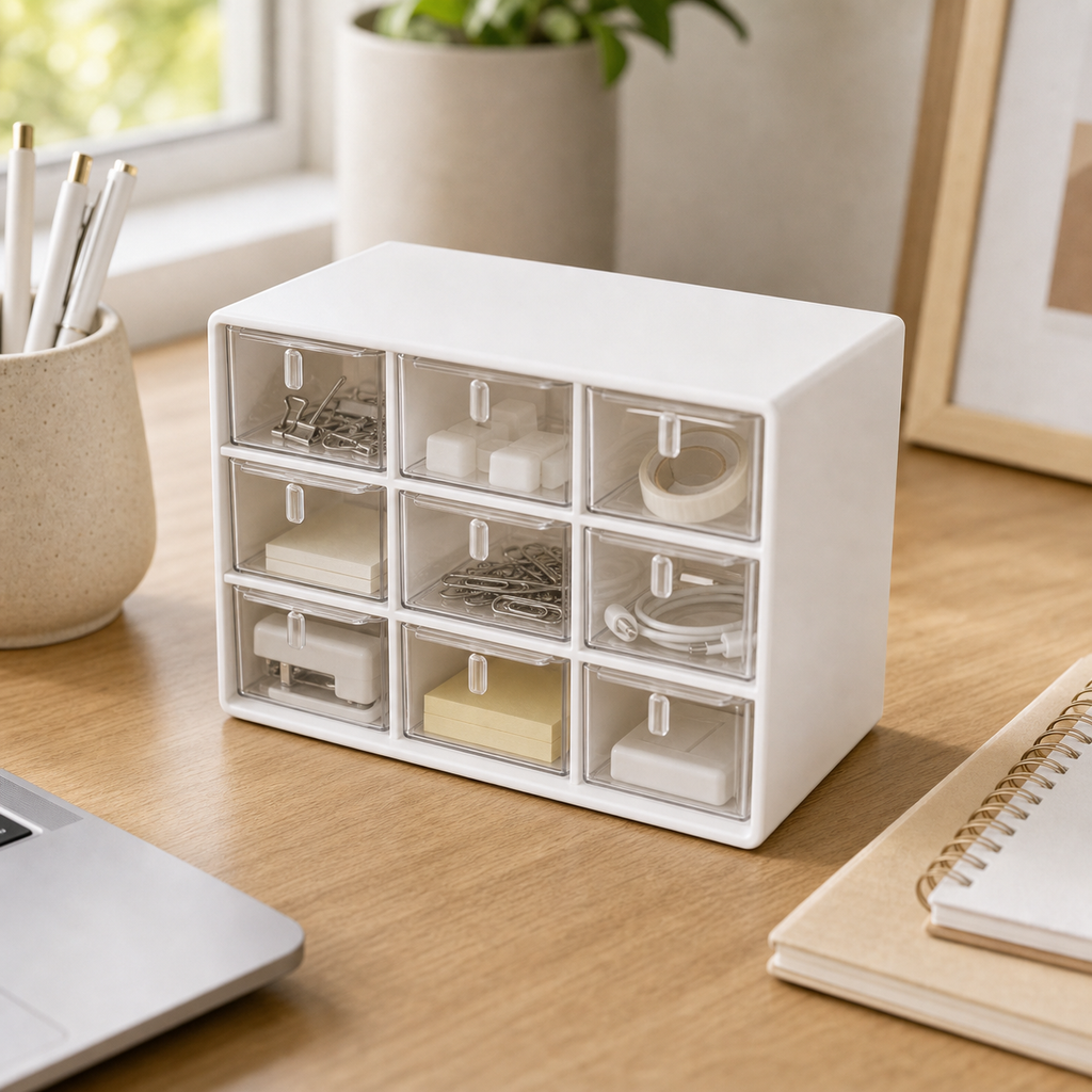 Cozy Haven 9-Grid Desk Organizer Box - white 9-grid desk organizer box lifestyle