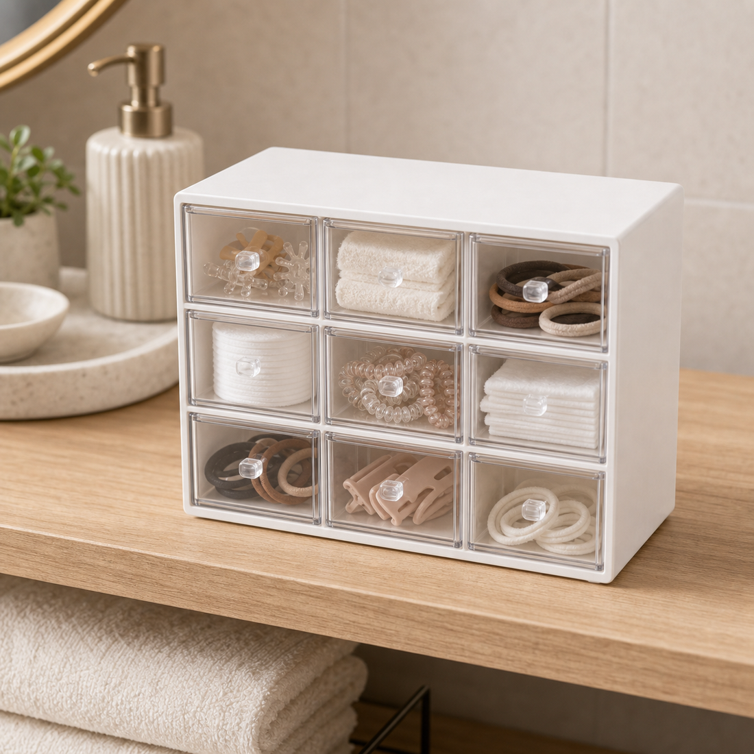 White 9-Grid Desk Organizer Box