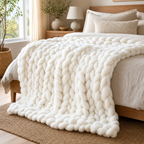 Cozy Haven Chunky Soft Knitted Throw Blanket - White