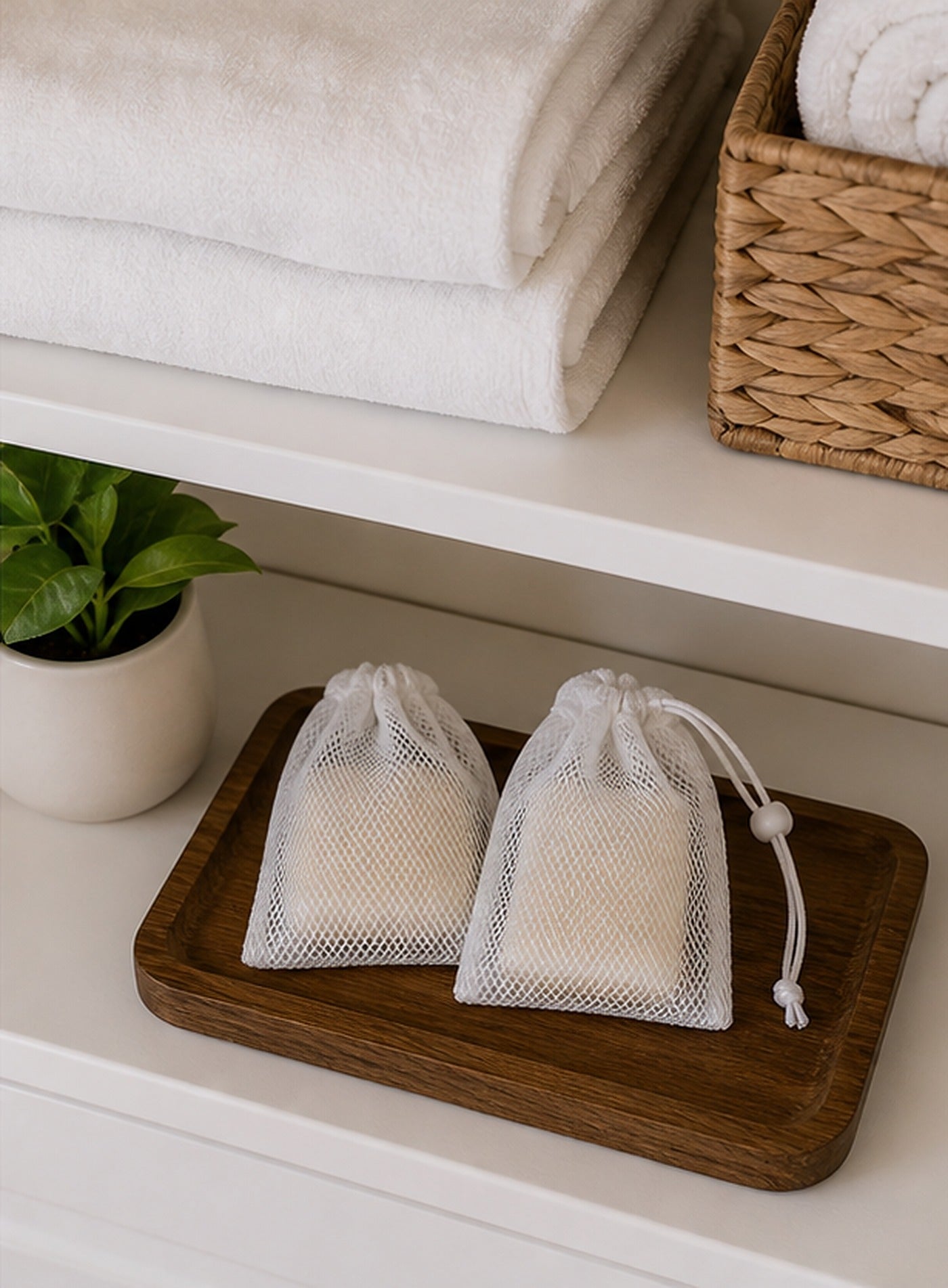 Cozy Haven White Mesh Soap Saver Bags lifestyle image 3