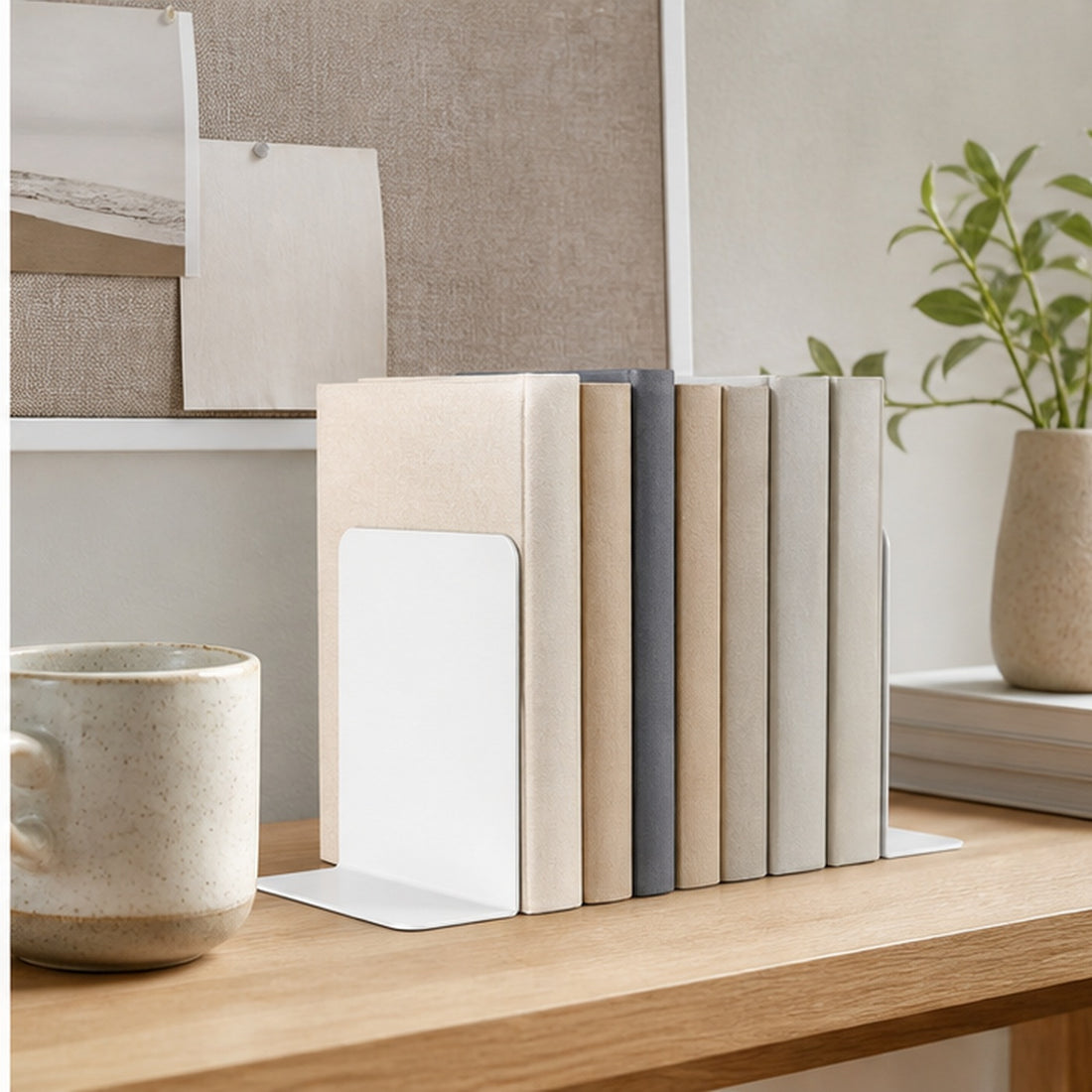 White Metal Bookends — 1 Pair