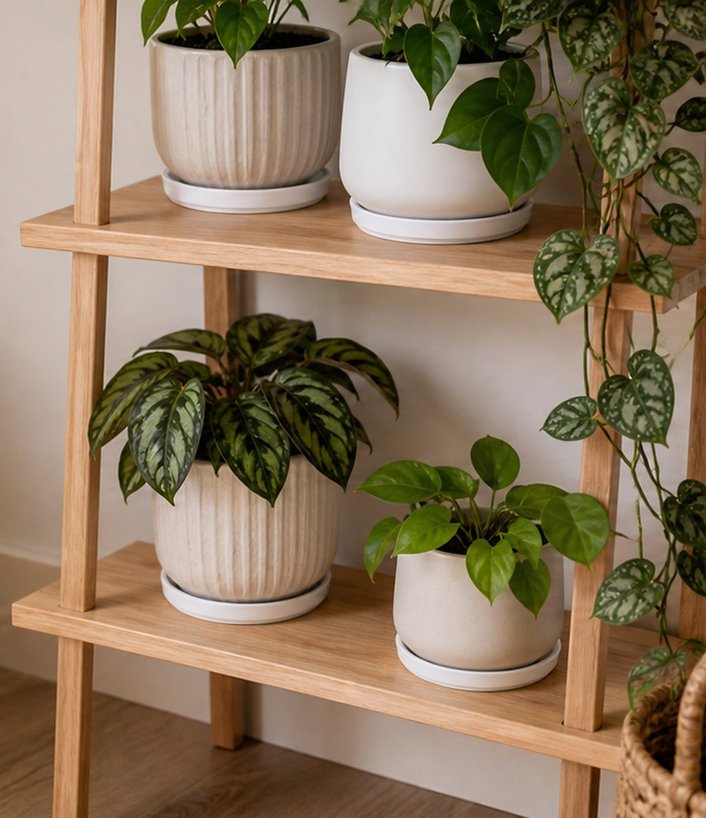 Cozy Haven White Plant Saucer Set lifestyle image 2