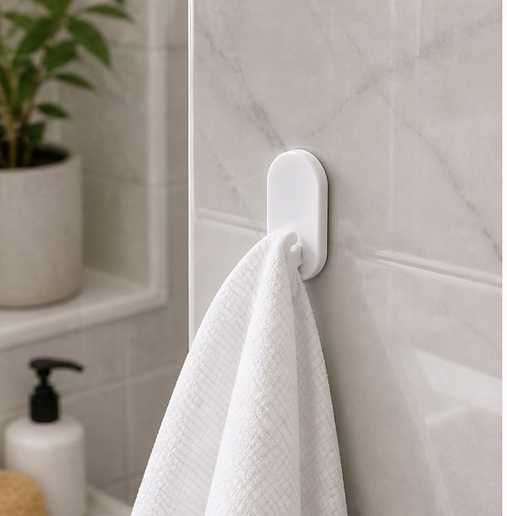 Cozy Haven White Shower Curtain Side Clips lifestyle image 1