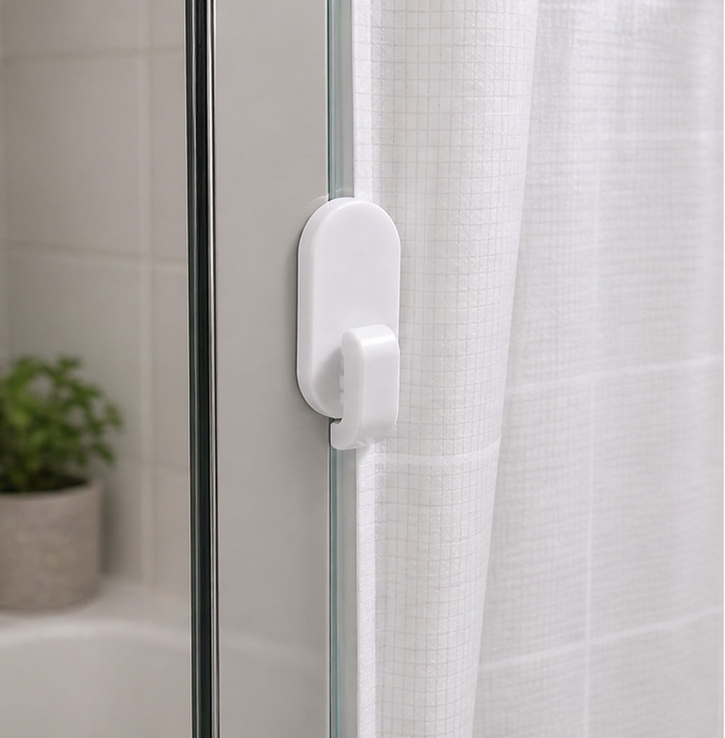 Cozy Haven White Shower Curtain Side Clips lifestyle image 2
