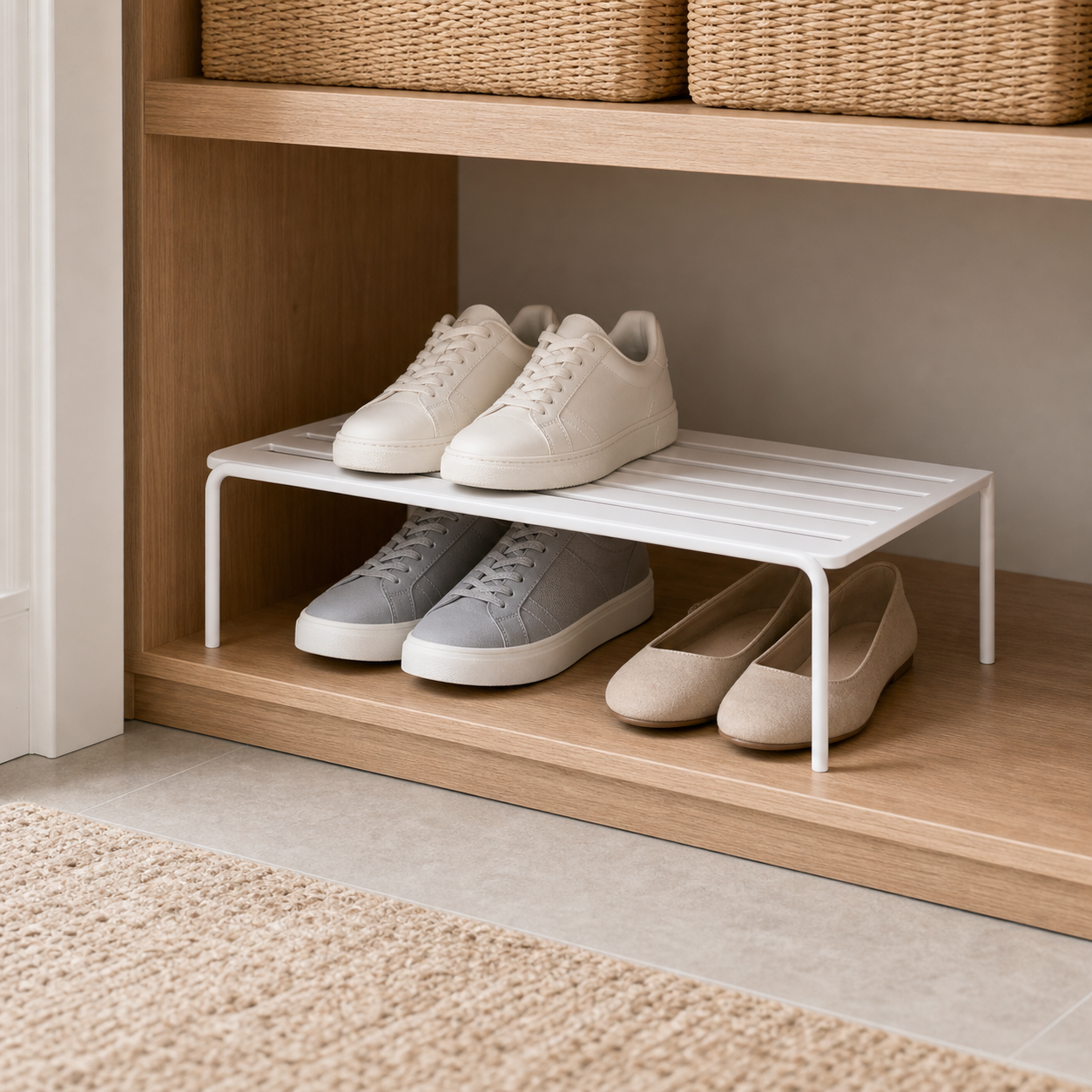 Cozy Haven Stackable Shoe Shelf Organizer - White Stackable Shoe Shelf Organizer lifestyle image 1