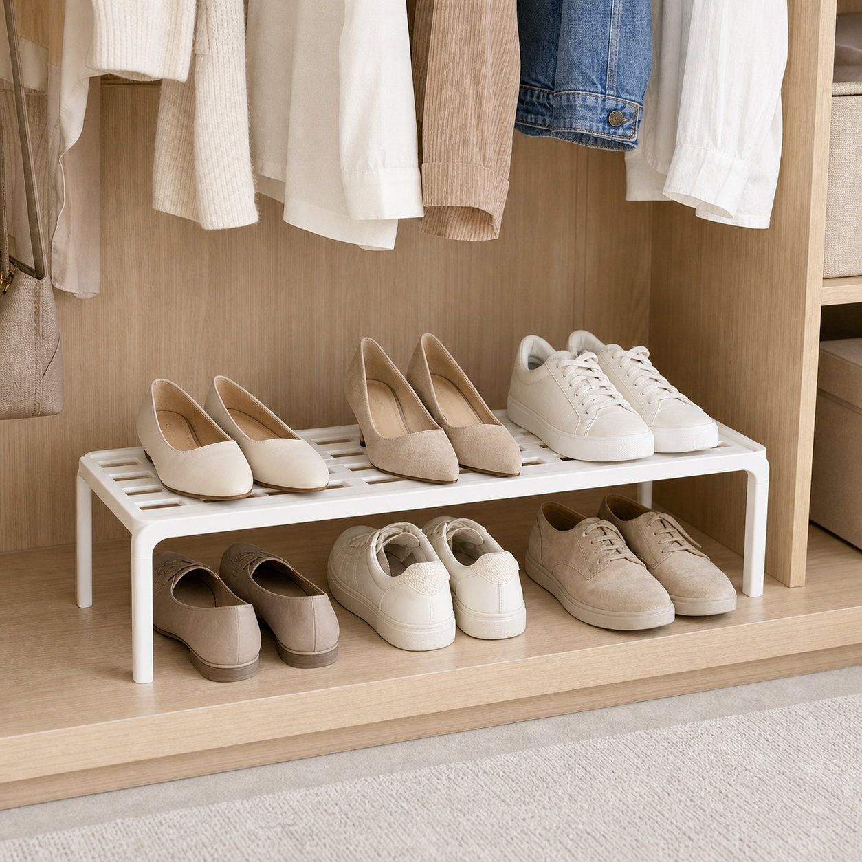 Cozy Haven Stackable Shoe Shelf Organizer - White Stackable Shoe Shelf Organizer lifestyle image 2