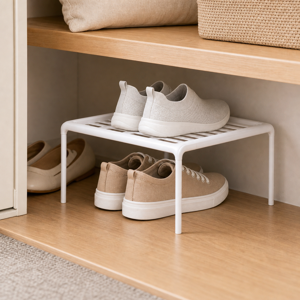 Cozy Haven Stackable Shoe Shelf Organizer - White Stackable Shoe Shelf Organizer lifestyle image 3