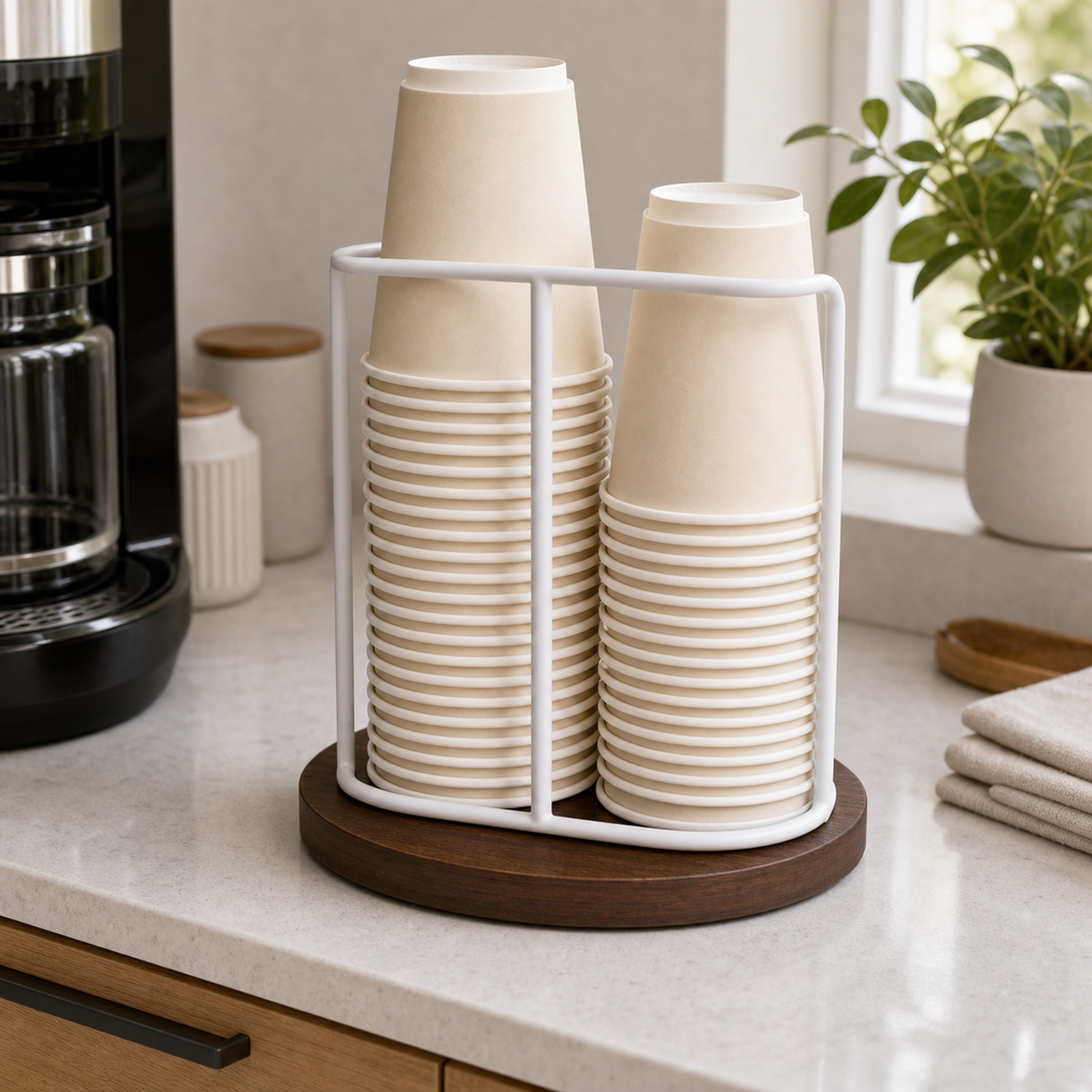 Cozy Haven Wood Countertop Cup Holder - white Style B countertop cup holder lifestyle