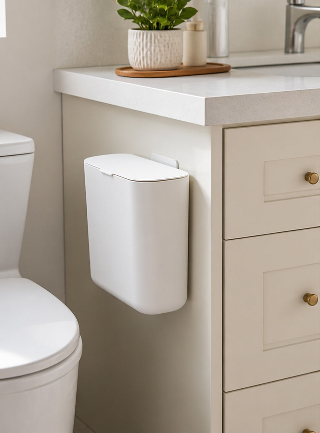 Cozy Haven White Wall-Mounted Trash Bin lifestyle image 1