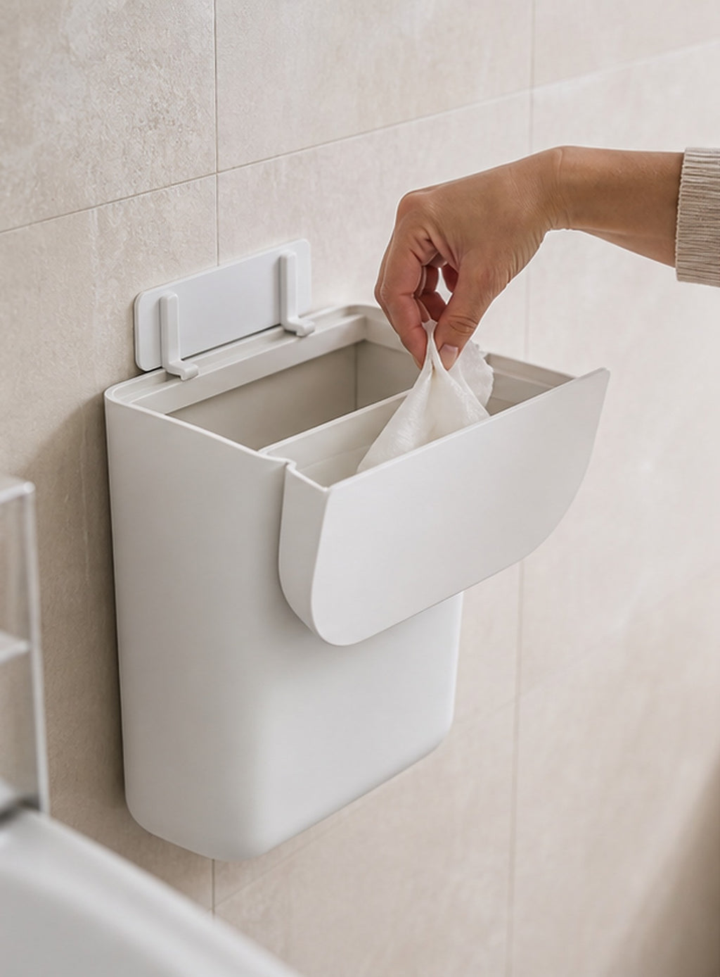 Cozy Haven White Wall-Mounted Trash Bin lifestyle image 2