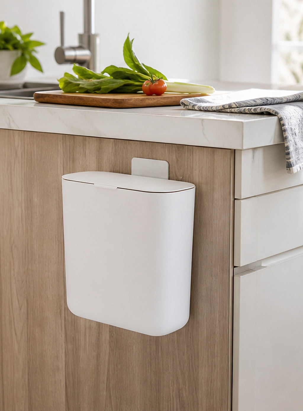 Cozy Haven White Wall-Mounted Trash Bin lifestyle image 3