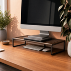 Cozy Haven Wood and Metal Monitor Riser Shelf organized storage view 4