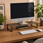 Cozy Haven Wood and Metal Monitor Riser Shelf organized storage view 6