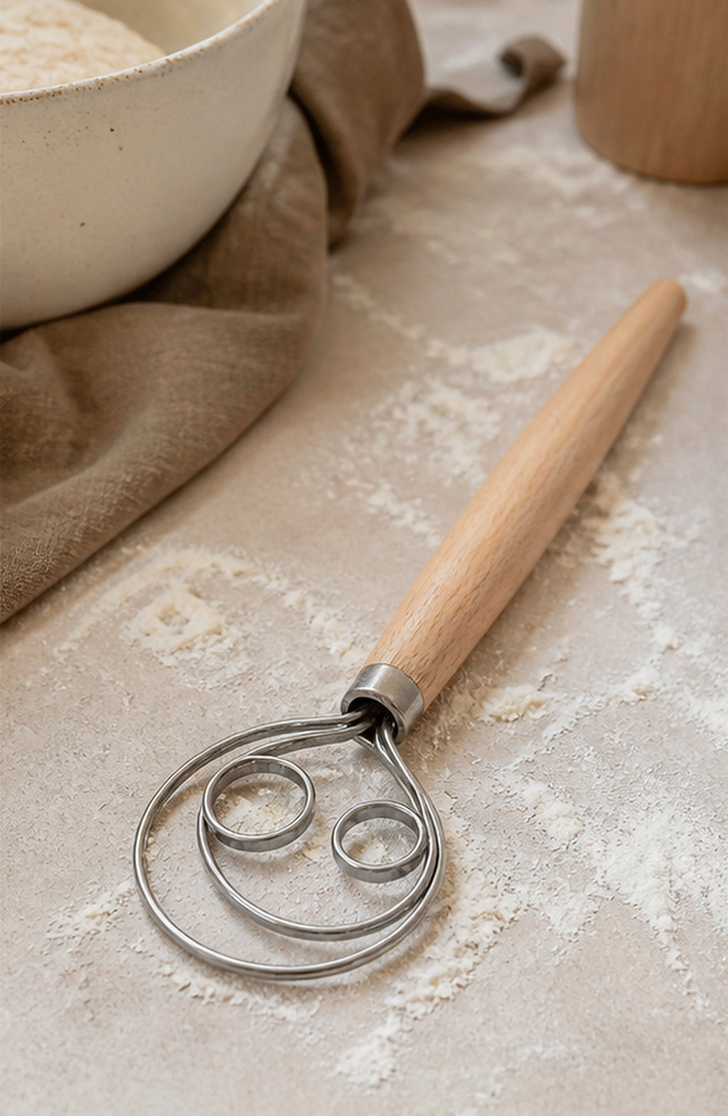 Cozy Haven Wooden Handle Danish Dough Whisk lifestyle image 2