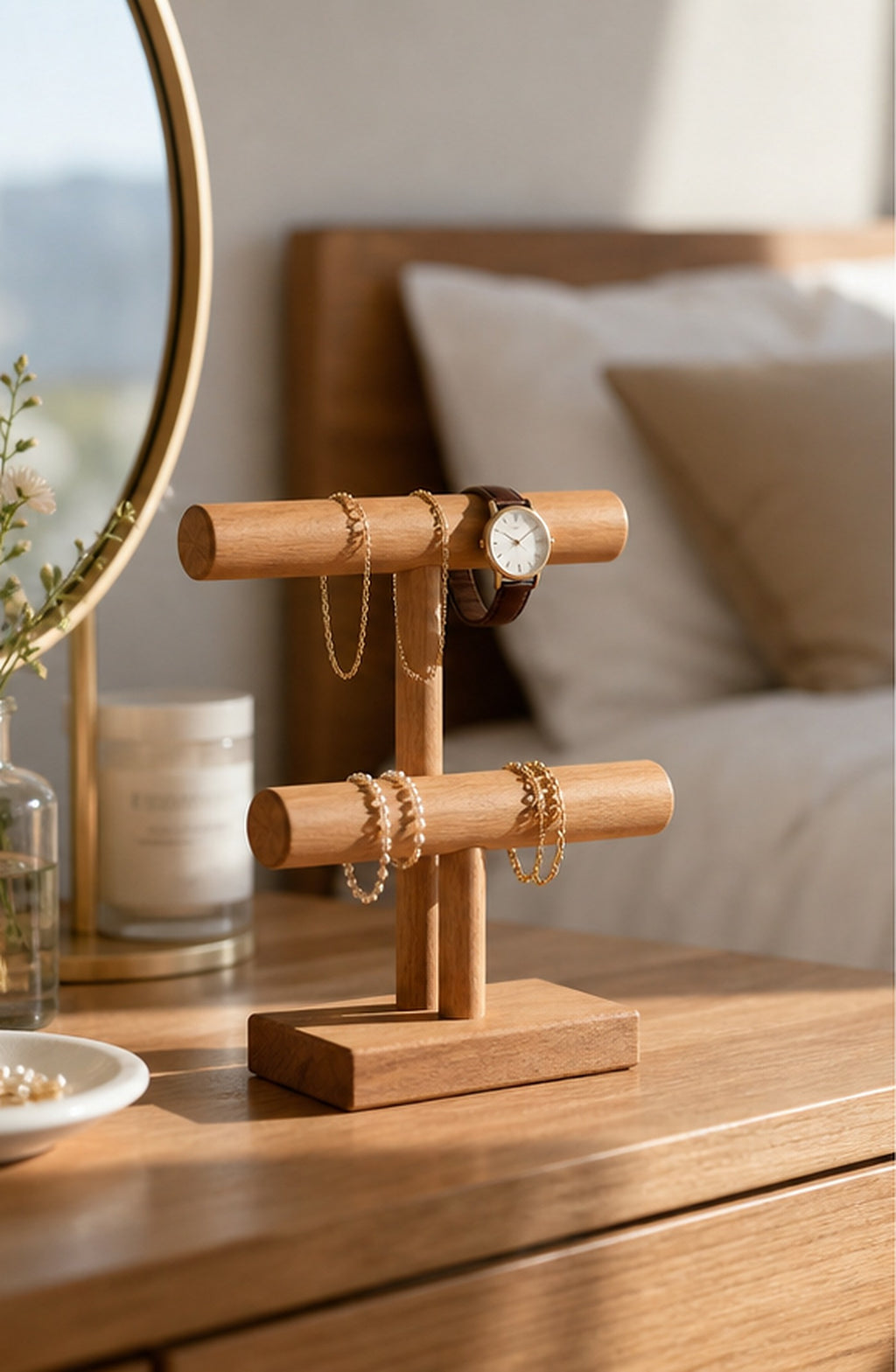 Cozy Haven Wood Jewelry T-Bar Stand lifestyle image 1