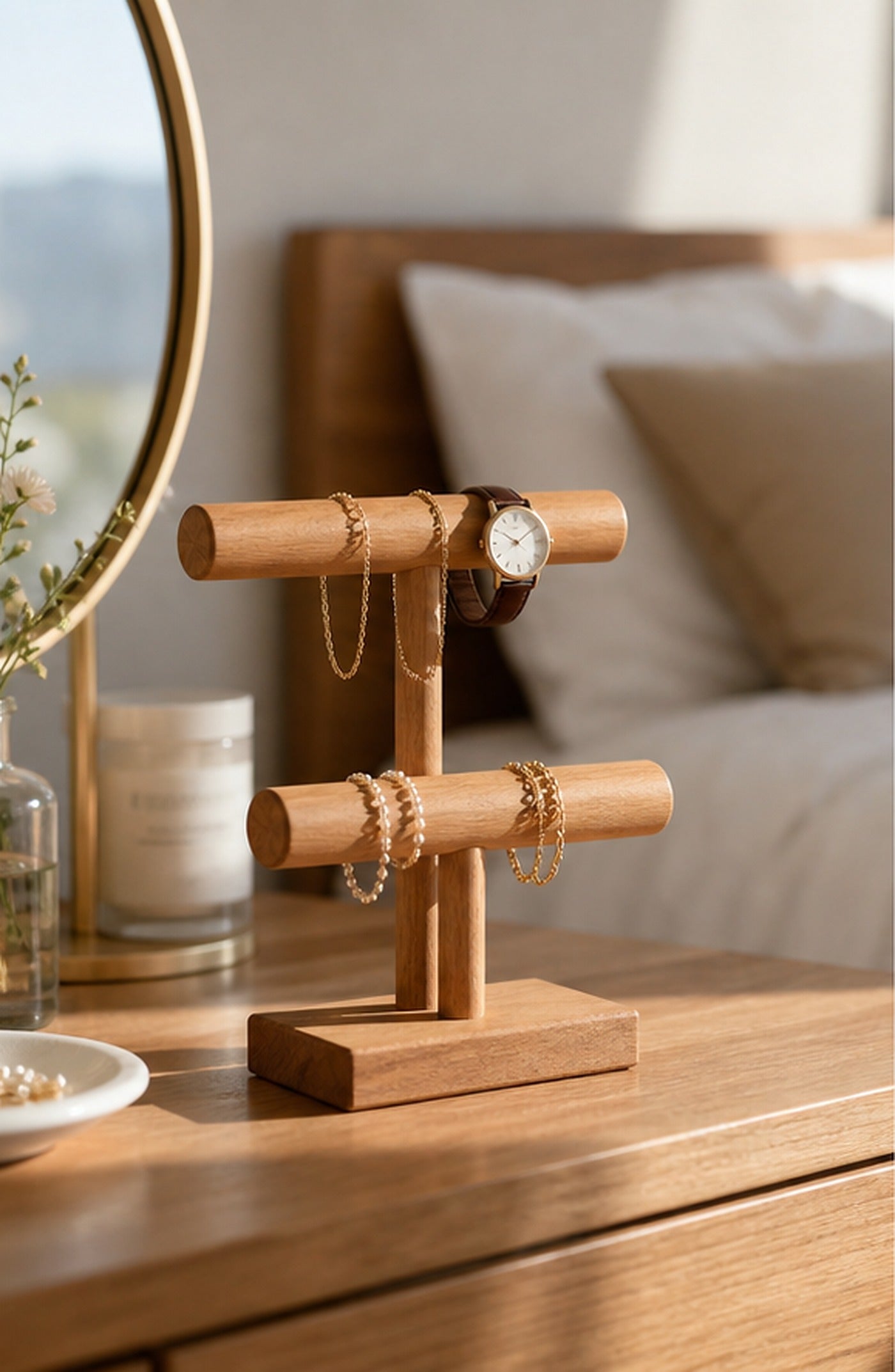 Cozy Haven Wood Jewelry T-Bar Stand lifestyle image 1