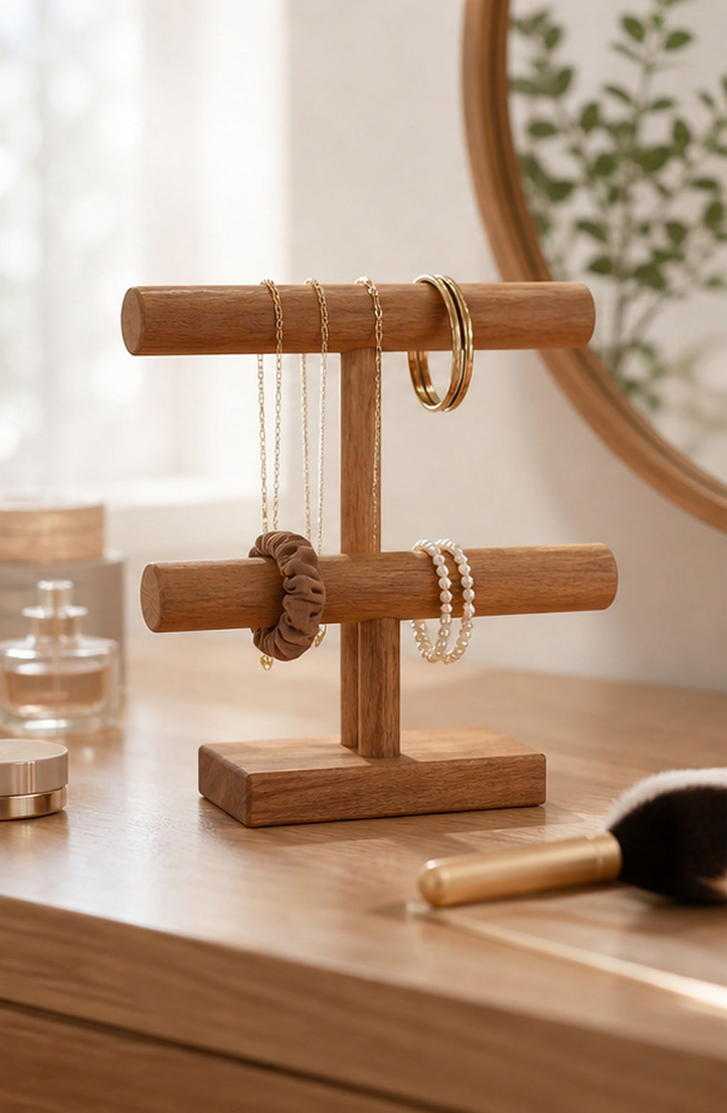 Cozy Haven Wood Jewelry T-Bar Stand lifestyle image 2