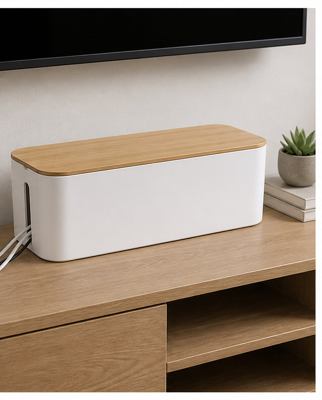 Wood-Look Lid Cable Management Box