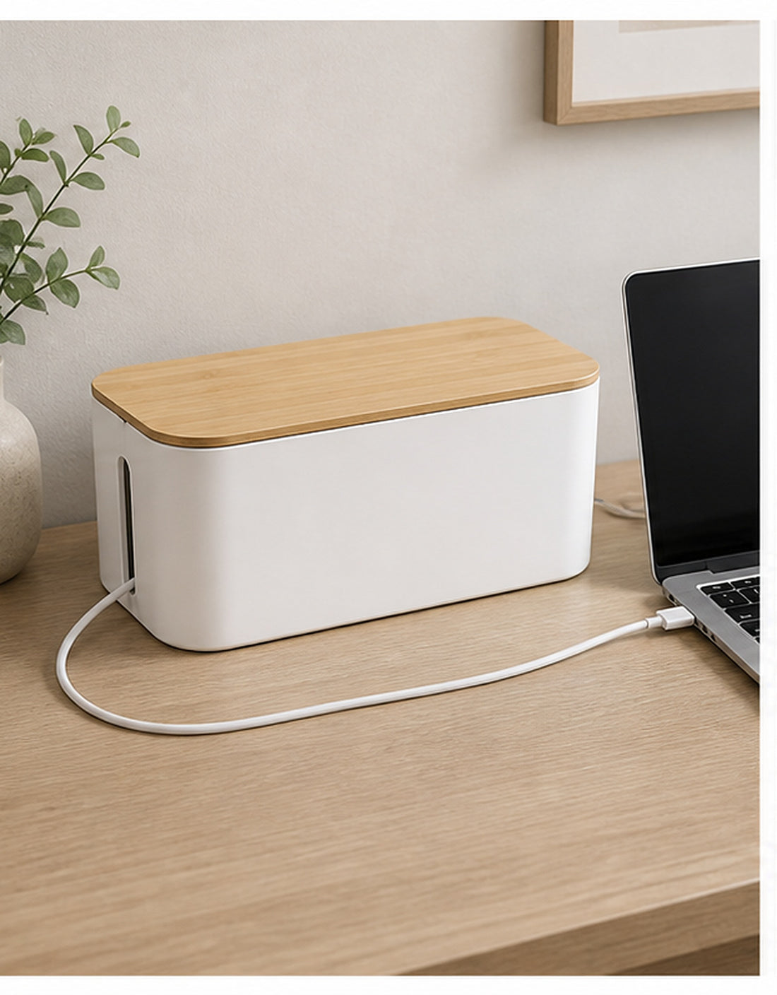 Wood-Look Lid Cable Management Box