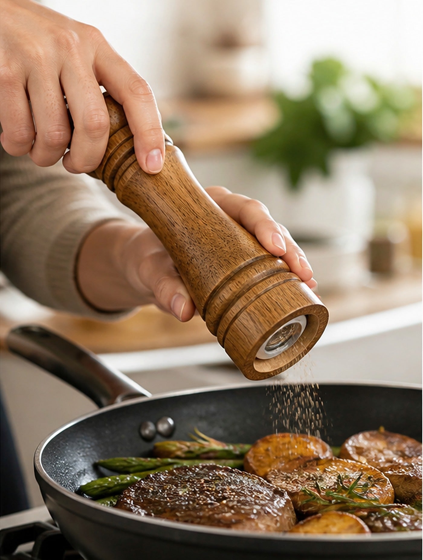 Cozy Haven Wood Salt and Pepper Grinder Set lifestyle image 2