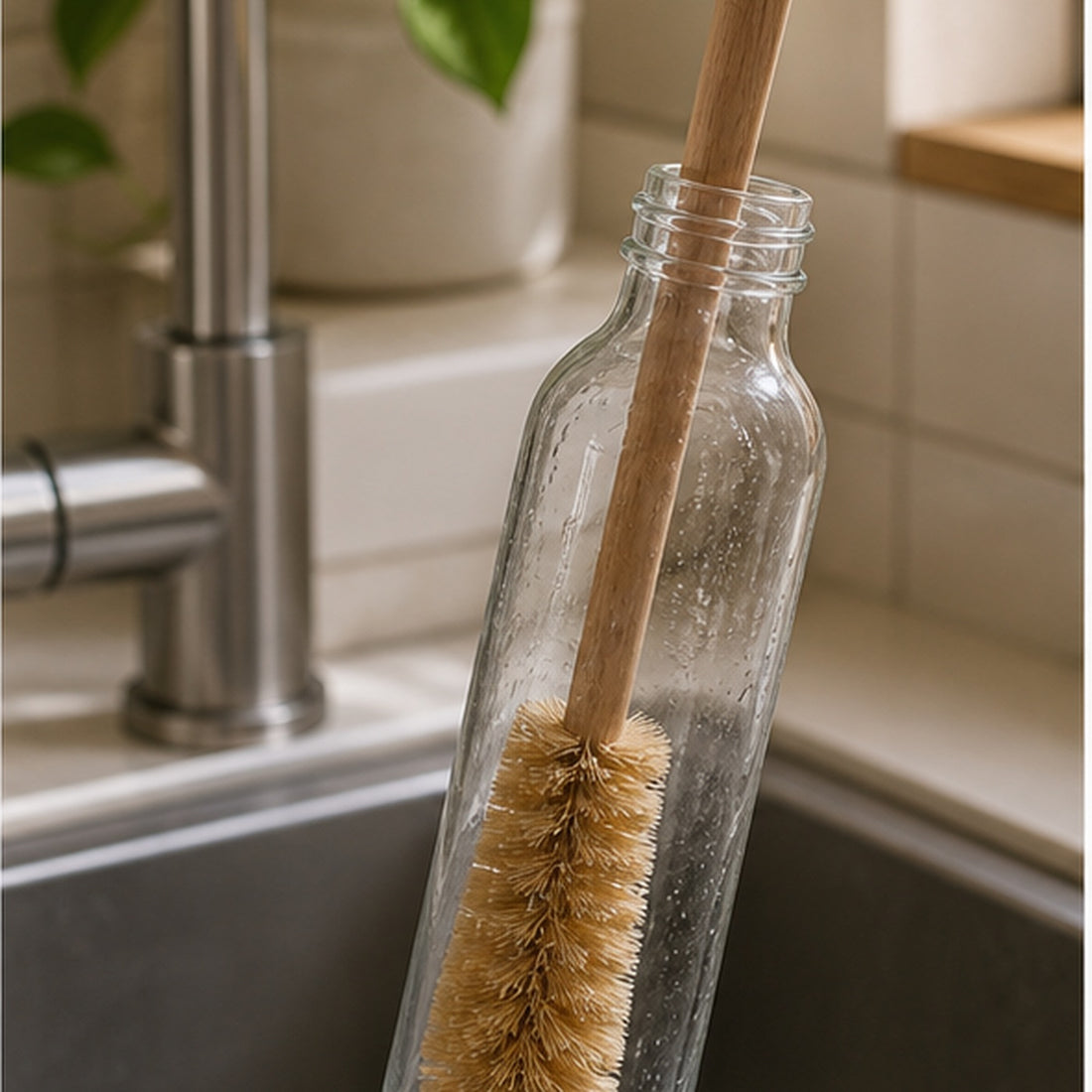 Long Handle Wooden Bottle Cleaning Brush - 30 x 5 cm