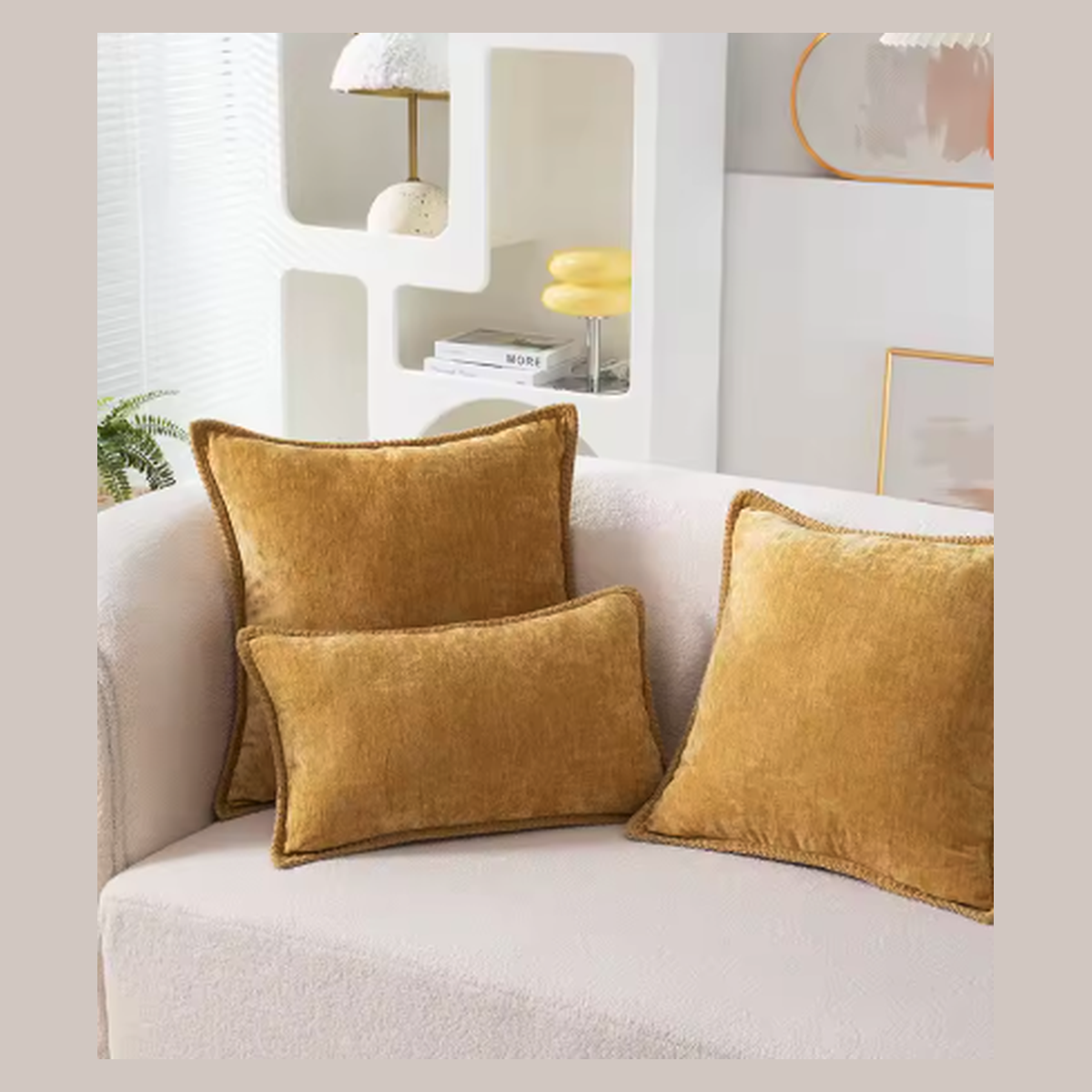 Cozy Haven Velvet Throw Pillow Covers Set - 4 Pack Luxury Square Cushion Cases 18x18 Inch - Bedroom supplier reference Yellow