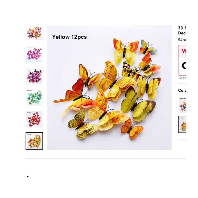 Cozy Haven 3D Butterfly Wall Decal Set - 48 Pack Removable Paper Art Stickers with Magnetic Wings - Bedroom supplier exact visual Yellow